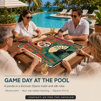 Tapis de Mahjong Pliable en Caoutchouc Facile à Nettoyer, Style Illustration Tendance Nationale, Vente en Gros pour Table de Casino