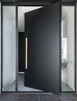 Porte d'entrée en bois noir avec inserts en verre
