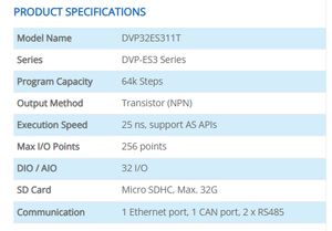 Controlador Programable de Pulso de Alta Velocidad DVP32ES311T DVP-ES3 - Product Image 3