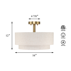 Abd ücretsiz kargo yarı gömme 2 katmanlı kumaş E26 kapalı dekoratif Modern İskandinav tasarım kolye ışık tavan lambası oturma odası için - Product Image 6