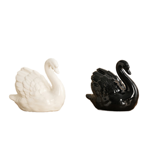Eason - Adornos de Cerámica Art Déco con Diseño de Cisnes Blancos y Negros, Decoración Suave para el Hogar, Adornos para Bonsái - Product Image 1