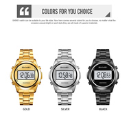 Montre numérique SKMEI 2702 Roj en acier inoxydable pour homme, étanche 30M, chronographe, alarme, date, semaine, lumière EL – Vente en gros
