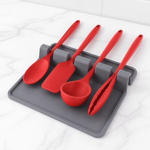 Supporto in Silicone per Utensili da <span class=keywords><strong>Cucina</strong></span> da Appoggio 13,8 cm con Vassoio Raccogligocce, <span class=keywords><strong>Porta</strong></span> Cucchiai, Spatole e <span class=keywords><strong>Mestoli</strong></span> per Utensili da <span class=keywords><strong>Cucina</strong></span> Organizzati - Product Image 3