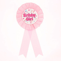 Broche d'anniversaire en tissu satiné pour fille et garçon Broche en fer blanc pour femmes Broche à boutons Rosette pour anniversaire de fille Accessoire de fête de mariage
