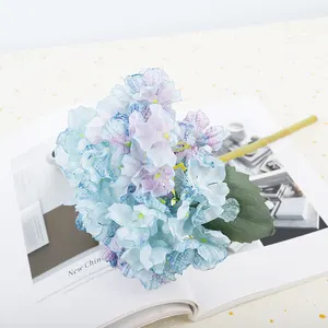 Prezzo all'ingrosso fiori finti ortensia con bordo bruciato decorativo di nozze ortensia Bouquet fiori artificiali