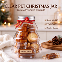 Bouteilles personnalisées en plastique PET de 500 ml (16 oz) en forme de sapin de Noël pour le stockage de sodas, lait, thé, jus, avec bouchon à vis, qualité alimentaire, sans BPA