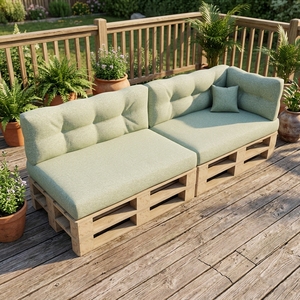 Set di Divani <span class=keywords><strong>da</strong></span> <span class=keywords><strong>Giardino</strong></span> Modulari dal Design Contemporaneo con Cuscini <span class=keywords><strong>in</strong></span> Schiuma ad Alta Densità, <span class=keywords><strong>in</strong></span> <span class=keywords><strong>Legno</strong></span> di Pino Massiccio Naturale per Soggiorno - Product Image 3
