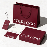 Kit d'emballage mat de luxe avec impression de logo personnalisé, boîte cadeau assortie, sac de shopping, étiquette suspendue et carte de remerciement