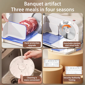 Picadora Eléctrica de Carne y Verduras Beige para el Hogar, Máquina Eléctrica para Cortar Alimentos Congelados para Uso Doméstico - Product Image 3