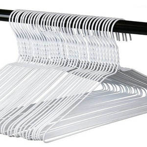 Cintres à linge pour vêtements, cintres en fil métallique, cintres en acier blanc, cintres en fer - Product Image 1