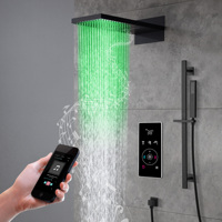 Pommeau de douche à panneau intelligent contemporain noir 2 fonctions pour salles de bains