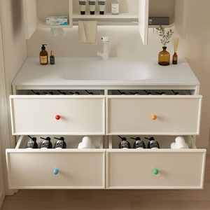 Modern cosmetic bathroom cabinet combination ceramic integrated basin washbasin cream bathroom washbasin - Product Image 4
