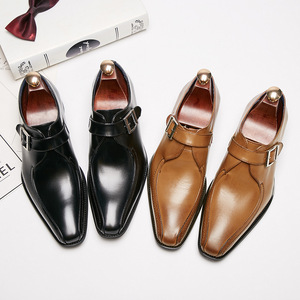Zapatos de Vestir Monk Strap con Punta Puntiaguda, Cierre de Hebilla, Parte Superior de Cuero Genuino, Suela de Goma, para Cualquier Ocasión, Todas las Temporadas, Envío Directo - Product Image 5