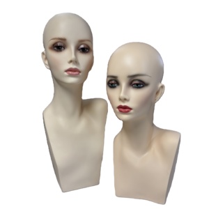 Cabeza de Maniquí Femenina Realista de Cuello Largo Profesional de PVC Barata al por Mayor con Hombros <span class=keywords><strong>y</strong></span> Maquillaje para Exhibición de Pelucas - Product Image 1