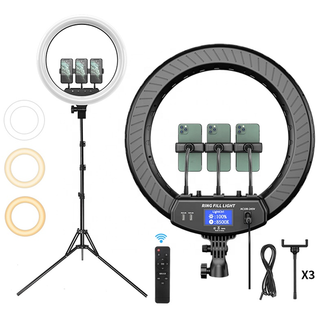 LCD Screen 45cm 18inch Photographic Selfie Led Circle Ring Fill Light for Live Stream Makeup Youtube Video