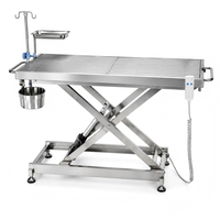 Table d'opération vétérinaire XY ACS02, table en acier inoxydable à hauteur réglable électriquement avec bac à déchets et plateau à outils