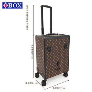 Maleta de Maquillaje de Lujo Obox con 4 Ruedas, Asa Telescópica, Diseño con Patrones en Negro, Marrón y Gris - Product Image 3