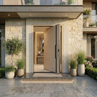 Porte d'entrée pivotante en bois massif moderne de luxe, portes d'entrée extérieures en bois personnalisées pour villa