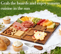 Planche à découper en forme de puzzle pour fromage, pain et charcuterie avec boîte de rangement, planche à découper irrégulière pour steak, pizza et pâtes