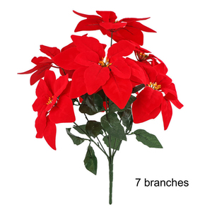 Christmas Artificial Red Flower Silk Red Flower Artificial Bush Red Velvet Christmas Flower - Product Image 5