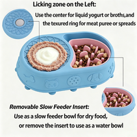 Bol à friandises pour chien 3 en 1, distributeur lent, tapis à lécher en silicone pour chat avec balle roulante
