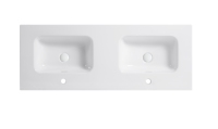 Lavabo rectangulaire moderne à double rebord fin, à poser sur comptoir, en céramique, facile à nettoyer, pour salle de bain et hôtel