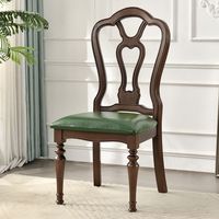 Chaise de salle à manger en bois massif de style américain avec accoudoirs en cuir souple, idéale pour la maison, les restaurants et les salles à manger.