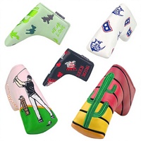 Housse de tête de club de golf en cuir PU avec logo personnalisé, housse de putter à lame magnétique, broderie personnalisée, protection de club imperméable