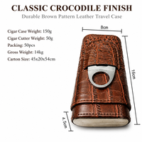 Étui à cigares portable de luxe en cuir pour 3 cigares, étui à cigares de voyage, boîte à cigares en cuir véritable, coupe-cigares en bois de cèdre espagnol