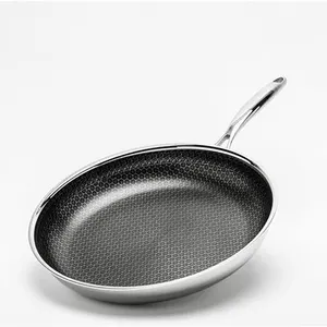 18/20/24/28cm Non Stick Coating Frying Pan Stainless Steel Food Pan Hexclad Cookware Eco-friendly Honeycomb Cooking Pans