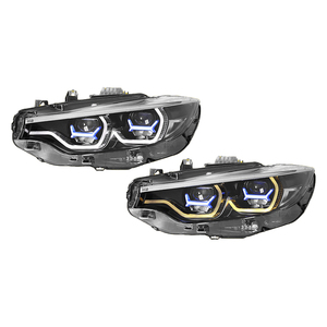 Gruppo Fari a LED per <span class=keywords><strong>BMW</strong></span> <span class=keywords><strong>Serie</strong></span> <span class=keywords><strong>4</strong></span> F32 2013-2020, Stile M4 con Anello <span class=keywords><strong>Blu</strong></span>, DRL Bicolore, Proiettore Plug and Play - Product Image 1