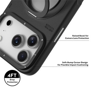 เคส <span class=keywords><strong>YOUNGKIT</strong></span> สำหรับ iPhone 17 Pro Max พร้อมขาตั้งหมุนได้ ป้องกันแรงกระแทก ผลิตจาก TPU + หนัง PU  ฝาหลังโทรศัพท์ - สีเทา - Product Image 6