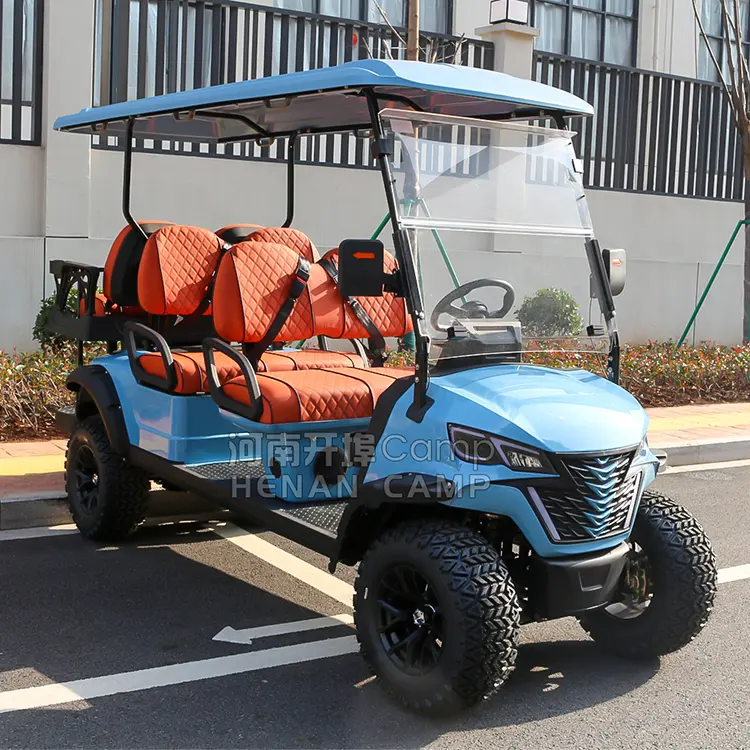 Carrito de golf de litio de 72 voltios levantado, carro de golf de 6 plazas, motor eléctrico para el mercado de EE. UU.