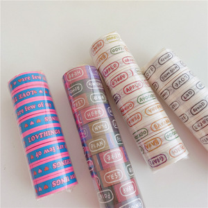 <span class=keywords><strong>Cinta</strong></span> adhesiva <span class=keywords><strong>washi</strong></span> personalizada de una sola cara con letras de arcoíris, activada por agua y con adhesivo termofusible para decoración. - Product Image 2