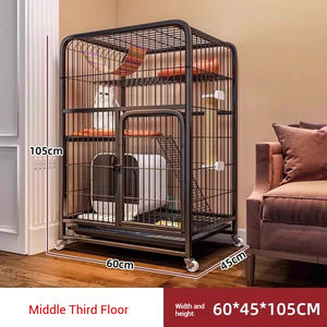 Sıcak satış Metal kulübesi örgü katlanır kedi köpek hayvan evcil kafes ile tekerlekler - Product Image 4