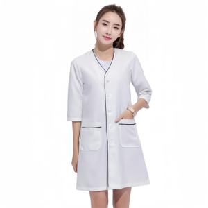 Divisa Bianca per Spa, Camice Opaco per Consulente di Bellezza, Logo Personalizzato, <span class=keywords><strong>Abbigliamento</strong></span> Plus-Size per Salone di Bellezza, Camice <span class=keywords><strong>da</strong></span> Laboratorio per Uso Ospedaliero - Product Image 2