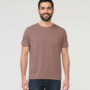 Washed Men's Formal Short Sleeve <b>T</b>-<b>shirt</b> Worsted Fabric Loose Fit Anti-Pilling <b>Pocket</b> Summer Eco Friendly Custom Brand - Product Image 1