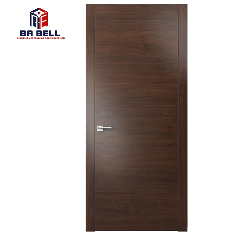 Commercio all'ingrosso Impiallacciatura di Legno di Noce Pelle Porta di Legno Non Finiti di Altezza Porta Battente Scorrevole Custom Made Porte D'ingresso