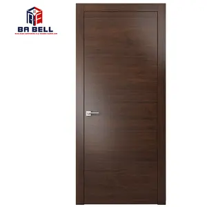 Commercio all'ingrosso Impiallacciatura di Legno di Noce Pelle Porta di Legno Non Finiti di Altezza Porta Battente Scorrevole Custom Made Porte D'ingresso