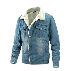 Chaqueta vaquera de invierno para hombre, a prueba de viento, lana gruesa, cálida, a la moda, informal, con cuello de piel, chaqueta personalizada - Product Image 3