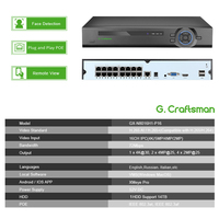Enregistreur vidéo numérique 16 canaux GX-N8016H1-P16 H.265, résolution 8MP, NVR PoE IEEE 802.3at/af, prend en charge les caméras IP filaires