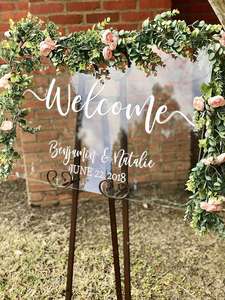 Enseigne de mariage en verre transparent, panneau de bienvenue en acrylique à personnaliser, 18x24, affichage et présentation de mariage - Product Image 4