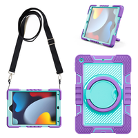Étui antichoc pour iPad 9ème génération 10,2 pouces, Housse de tablette robuste et résistante avec béquille rotative et support pour stylet