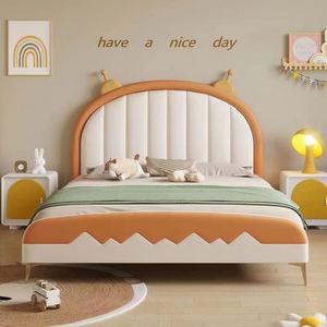 Lit pour garçon tendance, lit en bois massif de 1,2 m, lit de princesse pour fille, lit moderne, 1,5 m - Product Image 1