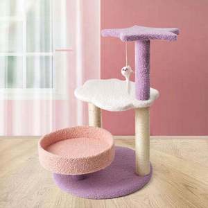 Kinghon Torre rascadora para gatos de sisal, poste rascador, casa de juegos para mascotas - Product Image 4