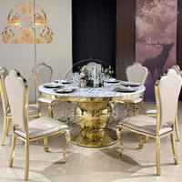 Ensemble de table de salle à manger de conception généreuse, base en acier inoxydable moderne, plateau en MDF, utilisation commerciale, hôtel