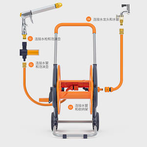 Carrete para manguera de jardín de 50 pies, naranja, independiente, para almacenamiento de tuberías de agua y riego exterior - Product Image 3