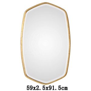 Swt Hoge Kwaliteit Antiek Messing Gouden Lange Wandmontage Decoratieve Vanity Bladgoud Spiegel - Product Image 6