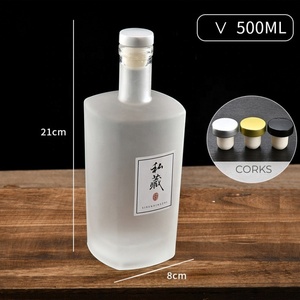 Bouteille en verre super flint transparent mat carré de 500 ml et 750 ml, écologique, pour whisky, spiritueux, vodka, <span class=keywords><strong>gin</strong></span>, brandy, avec sérigraphie – Vente en gros - Product Image 6