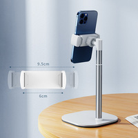 Support de téléphone portable de bureau réglable en hauteur en alliage d'aluminium pour diffusion vidéo en direct, idéal pour les paresseux